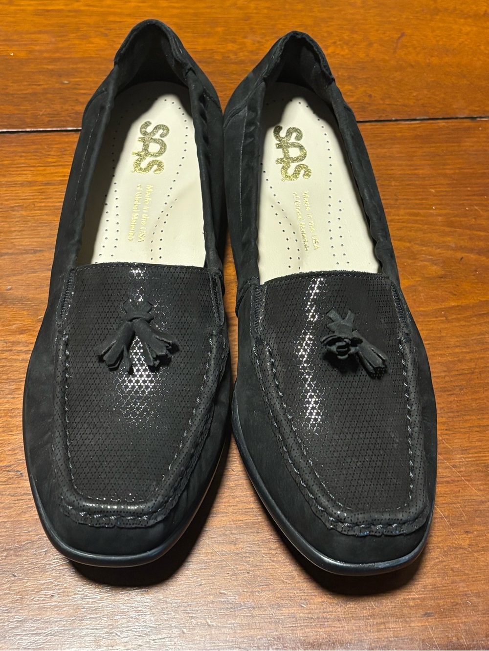 SAS Women’s Hope Slip On Black Leather Suede Black Onyx Size 7.5 M